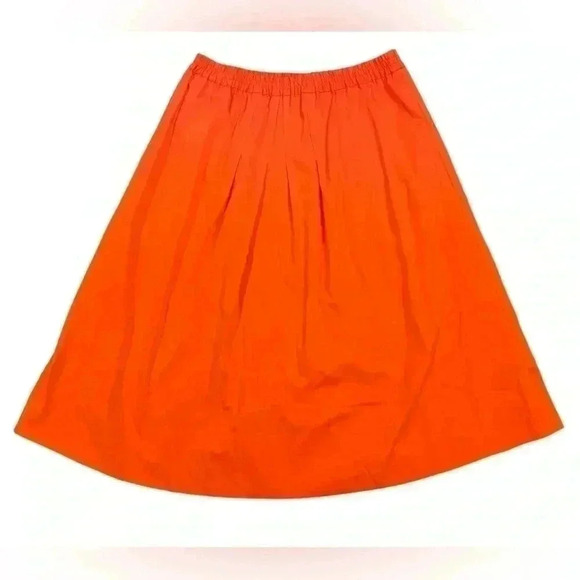 NWT DONNA KARAN NEW YORK Orange Pleated ALine Skirt in Coastal Garden Size Small - Picture 3 of 8